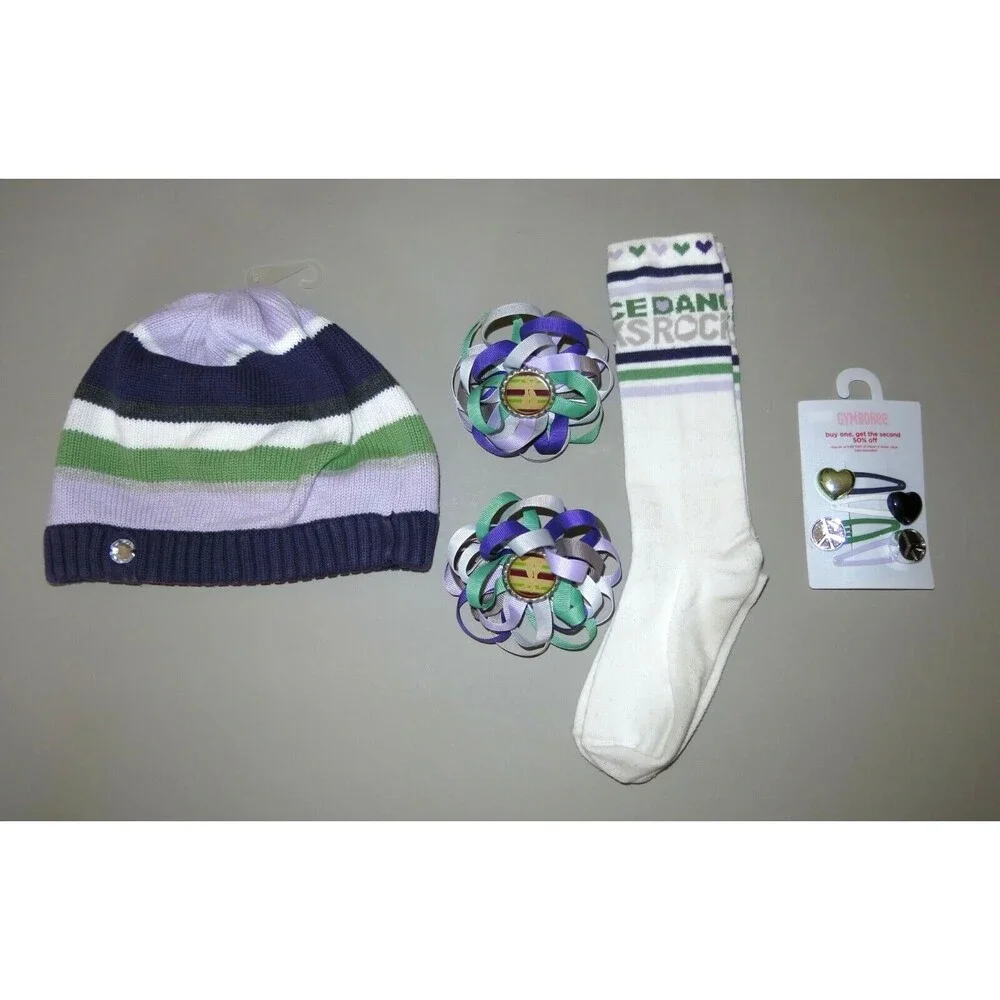 Gymboree girls Dance team sweater beret hat hair barrettes clips socks 4 5 6 7 8